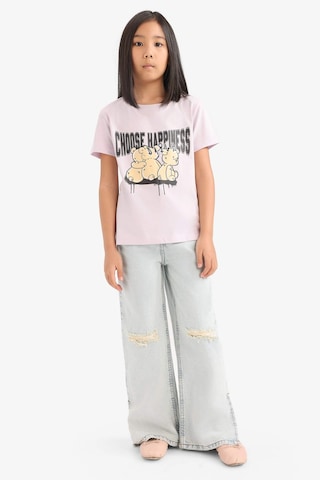 DeFacto Kız Çocuk Bisiklet Yaka Baskılı Kısa Kollu Tişört E0349A825SMPN425 Pembe