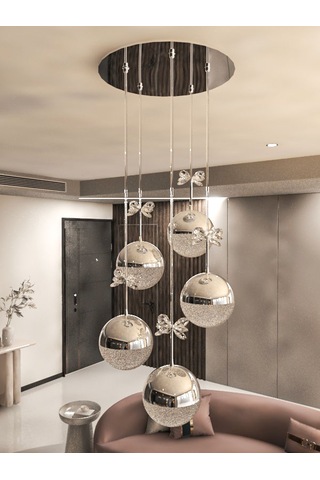 Solis Enerji Tasarruflu Modern Ve Lüks Gümüş 5'li Led Avize