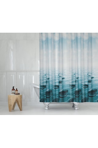 Zethome Tropik Banyo Duş Perdesi 5075 Tek Kanat 1X180X200 Mavi