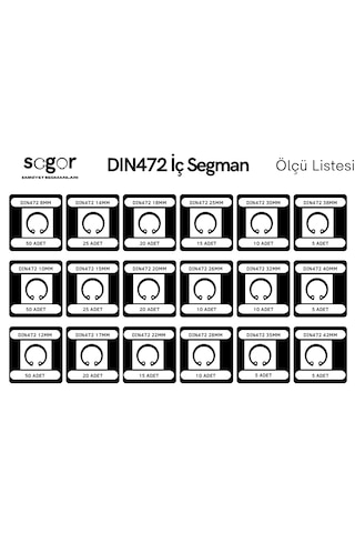 Segor Emniyet Segman Seti Dın 472 İç Segman Seti 350 Adet 0.2 MM