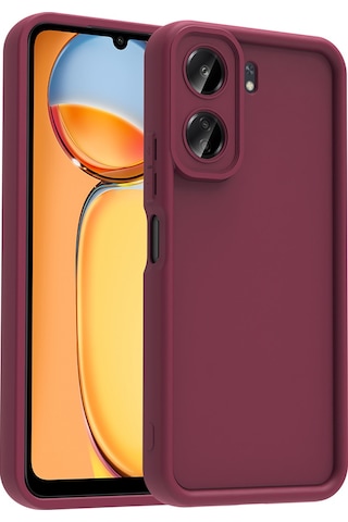 Xiaomi Poco C65 Kılıf Kamera Korumalı Zore Ananas Kapak Mürdüm