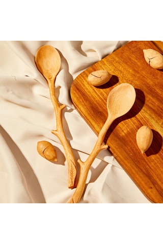 Mufunye Japon Usulu El Yapımı Ahşap Kaşık, Uzun Saplı Kahve Karıştırıcı, Dayanıklı Çam Ağacı, Logo Gravürü Olan Mutfak Araçları Diğer