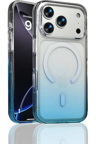 Apple Uyumlu iPad iPhone 17 Pro Kılıf M-safe Şarj Özellikli Zore Septik Silikon Kapak Turkuaz