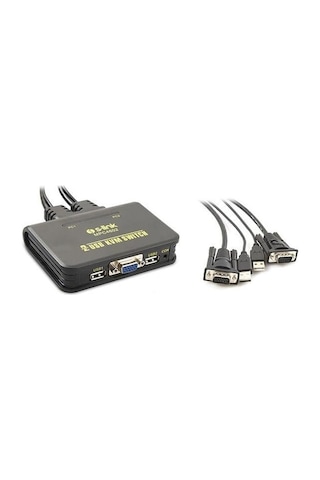 S-link SL- MPC4602 2 Port Vga 2 Port Usb 1.8M M/M Kablolu Otomatik Kvm Siyah Switch