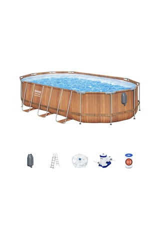 Bestway 56719 Power Steel Comfort Jet Serisi Prefabrik Yer Üstü Havuz Seti 6,10 M X 3,66 M X 1,22 M