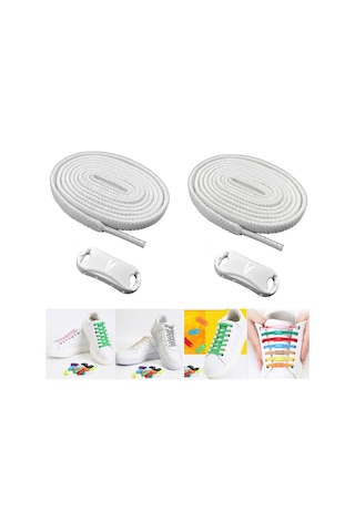 İpekbazaar Takbırak Lastikli Ayakkabı Bağcığı - Beyaz