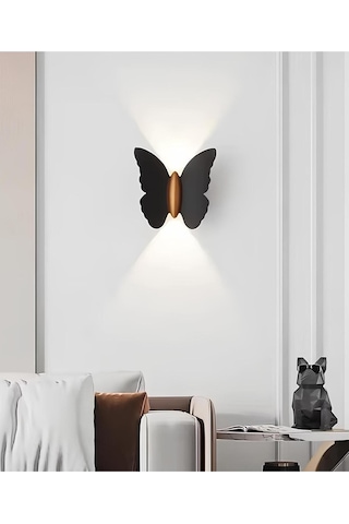 Modern Duvar Power Iç Ve Dış Mekan Aplik Butterfly Led Aplik Siyah Gövde Gün Işığı Kelebek Aplik Siyah