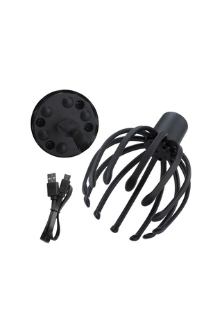 Butu Elektrikli Saç Derisi Masaj Aleti Çok Pençeli Titreşimli Stres Giderici Uyarıcı Saç Kaşıyıcı Siyah