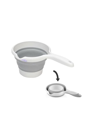 1100 Ml Katlanır Akordiyon Koçero Maşrapa Bebek Yıkama Tası Katlanır Maşrapa Koçero Gri 27x17x4 Cm Beyaz