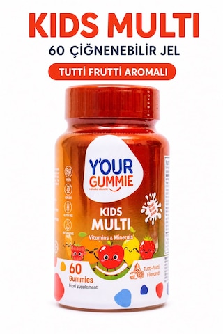 Y'our Gummie Çocuk Multivitamin ve Multimineral Gummies Portakal ve Çilek Aromalı 60 Gummies
