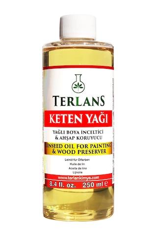 Terlans Ağartılmış Keten Yağı Resim Yağı 250 Ml Linseed Oil