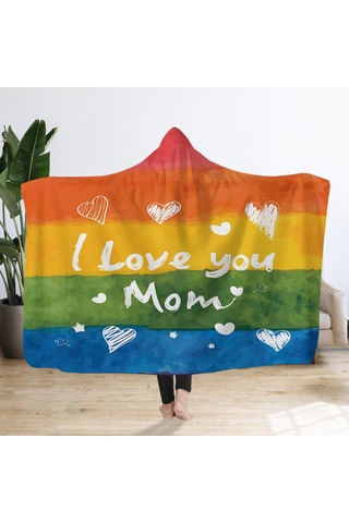 Homyl Kapüşonlu Battaniye Giyilebilir Şal Yatakhane Uyuklama Anne 130x150cm Çok Renkli