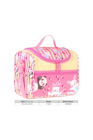 Kaukko Kids Kız Çocuk Hello Baskılı Isı Yalıtımlı Okul Beslenme Çantası Sarı - Pembe - L5309
