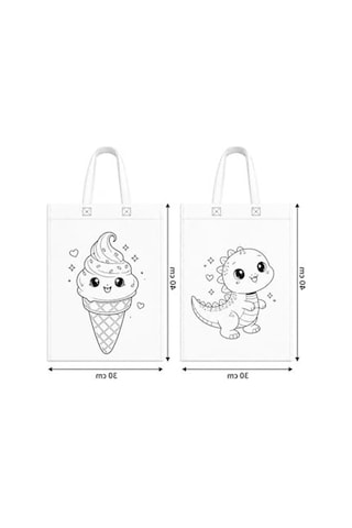30x40 Cm Boyutunda 10 Adet Boyanabilir Bez Çanta Seti, Akrilik Boya Ve Fırça İle