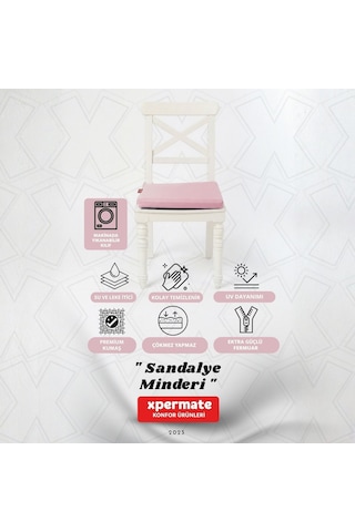 Xpermate 6'lı Sandalye Minderi Su İtici Kumaş 40 x 40 CM Pembe