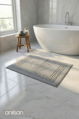 Antrasit Greek Ayak Havlusu - 50x70 Cm, 245 Gr, %100 Pamuk, Spa Ve Otel Banyo Paspası, Günlük Kullanıma Antrasit