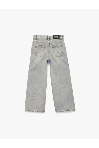 Koton Pamuklu Cepli Geniş Paça Denim Pantolon Gri 6skg40035ad Gri