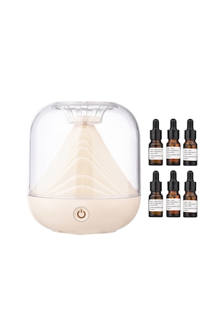 Hangfox Beyaz Ev Odası Nemlendirici: 700ml Büyük Kapasite, 1800mah Usb Şarjlı, Islak Işık Ve 6 Adet Uçucu Yağ İçeren Hava Nemleyici