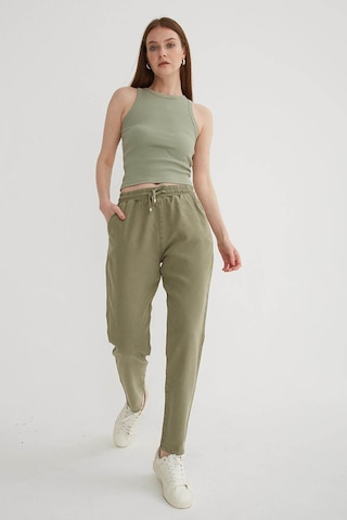 Fashion Friends Beli Bağlamalı Haki Kadın Pantolon 26y0477k1