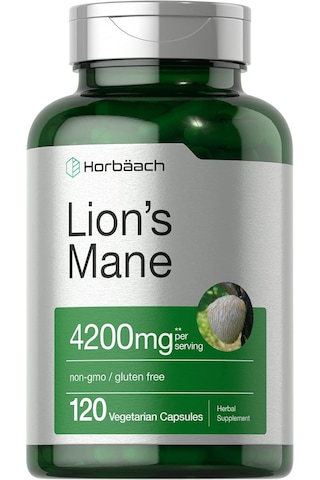 Horbäach Lions Mane Mushroom Extract 4200 Mg 120 Caps Aromasız