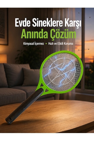 Mey İthalat Çocuk Ve Evcil Hayvan Dostu Elektrikli Sinek Raketi Güvenli Kullanım Yeni Nesil