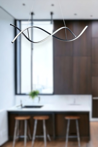 Lumora Modern Tasarım Siyah Renk Beyaz Ledli Cafe - Mutfak - Salon 2 Li Led Avize Siyah