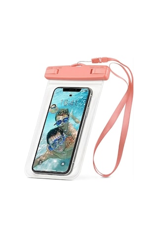 Yüksek Kaliteli Tüm Telefonlara Uyumlu Yağmur Su Geçirmez Waterproof Deniz Havuz Altı Telefon Kılıfı Pembe
