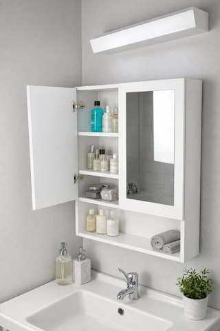 İki Kapaklı Aynalı Banyo Dolabı Beyaz