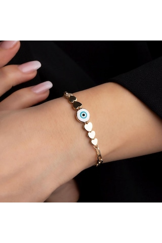 Kalpli Nazar Bileklik BL0044 Sarı Altın
