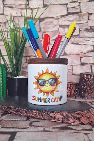 Summer Coastal Trendy Summer Baskılı Seramik Kalemlik Masaüstü Düzenleyici Beyaz Summer Coastal Trendy Summer Baskılı Seramik Kalemlik Masaüstü Düzenleyici Beyaz