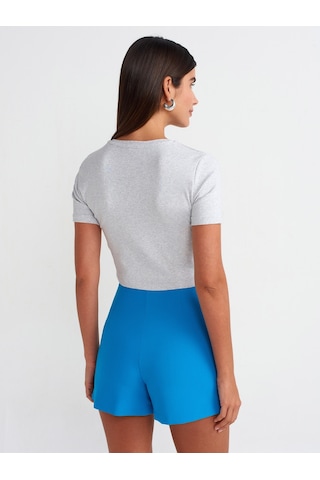 Dilvin Crop T-shirt Gri Melanj