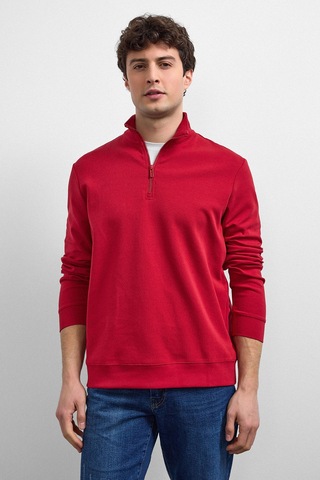 Backandbond Kırmızı Regular Fit Yarım Fermuarlı Sweatshirt