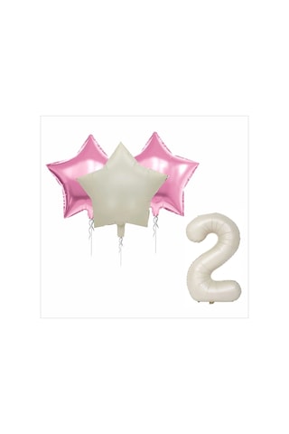 2 Yaş Kraft-gold Banner, 30 Adet Pembe, Gold, Beyaz Balon 2 Pembe 1 Bej Yıldızlı Doğum Günü Seti