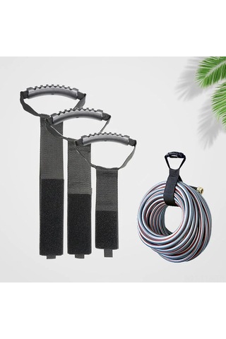 Xindoker Ağır Duty Depolama Kayışları, 25kg Yük Taşıma, Su Boruları Ve Kabloları İçin Çift Taraflı Ahşap Saplı Düzenleyici, Ev Ve Garaj İçin Yeniden Kullanılabilir Sıkma Kayış Seti 3 Adet Siyah