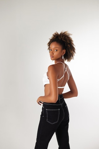 Holly Lolly Bel Bağlamalı Askılı Saten Shery Crop Beyaz