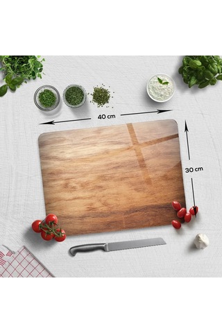 Decorita 10001503013 Ahşap Görünümlü Cam Kesme Tahtası, 30cm X 40cm Genel