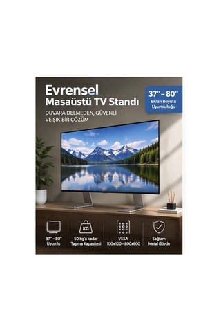 Omniax 37-80" Lcd Led Sabit Ekran Evrensel Masaüstü Tv Standı - 50 Kg A Kadar Destekler