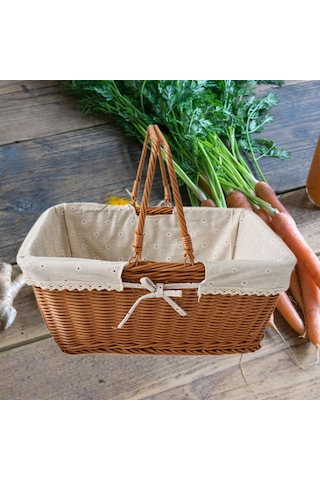 Homyl Taklit Rattan Piknik Sepeti Dokuma Meyve Stil E Çok Renkli