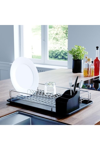 Teknotel Tek Katlı Tabaklık Bulaşıklık Krom+Siyah Kb006