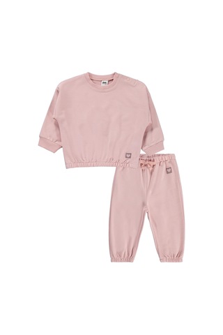 Civil Baby Kız Bebek Düz Basic Kalpli 6-18 Ay Takım - Pembe Pudra Pembesi