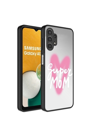 Samsung Uyumlu Galaxy A13 4g Kılıf Aynalı Desenli Kamera Korumalı Parlak Zore Mirror Kapak Süper Anne