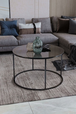 Dekoport Royal Orta Sehpa - Füme Cam Siyah