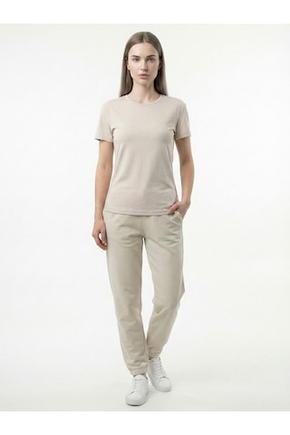 Slim Fit Kadın Tshirt K.kol Bej