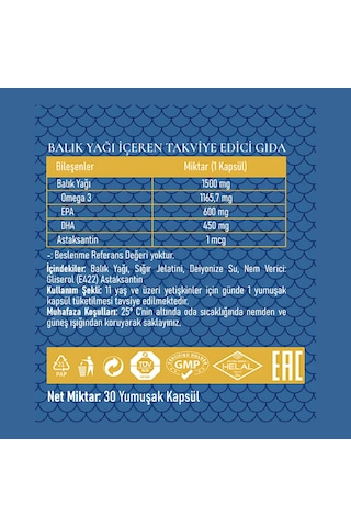 PadroVita Omega 3 1500 MG Takviye Edici Gıda 2 x 30 Kapsül