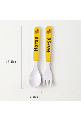 Moveevo Bebekler İçin Bambü Lifli Yeme Öğrenme Seti - Yumuşak Korkuluk Ve Çatal, Güvenli Ve Sevecik Kartoon Desenli Çok Renkli