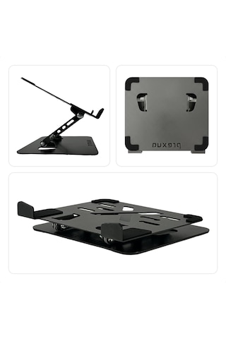 Prexua Flexer Ayarlanabilir Ergonomik Laptop Standı - Tablet Standı - Metal - Siyah - Flx2320bl