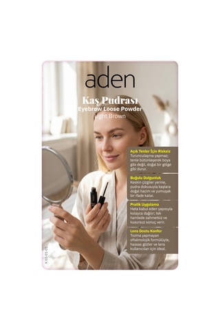 Aden Eyebrow Loose Powder - Kaş Pudrası 01 Light Brown Açık Kahverengi 0