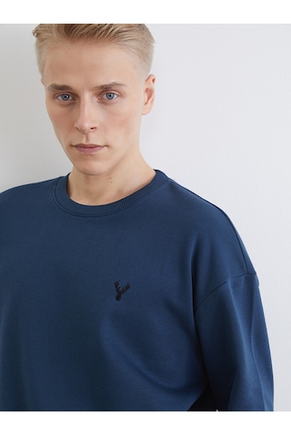 Lcw Vision İndigo Bisiklet Yaka Erkek Kalın Sweatshirt