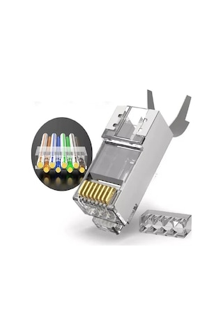 SpeedUF Cat7 Metal Konnektör Rj45 CAT7 Jack + Kablo Ayraç 5 Adet