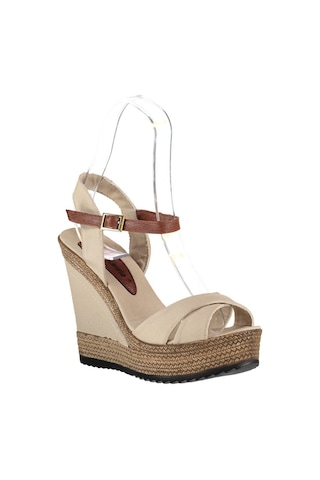 Fox Shoes Bej Kadın Dolgu Topuklu Ayakkabı 9674070905